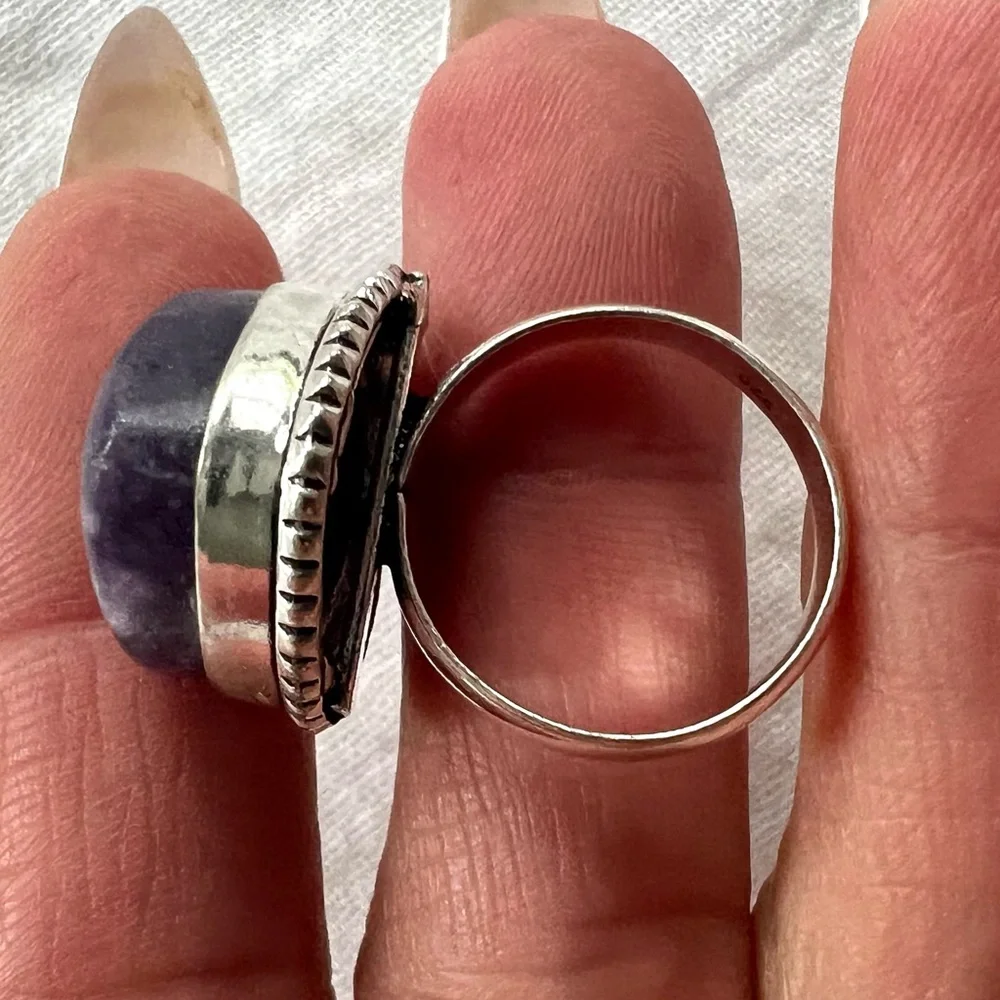925 Third Eye Lepidolite Heart ❤️ Ring 5.5